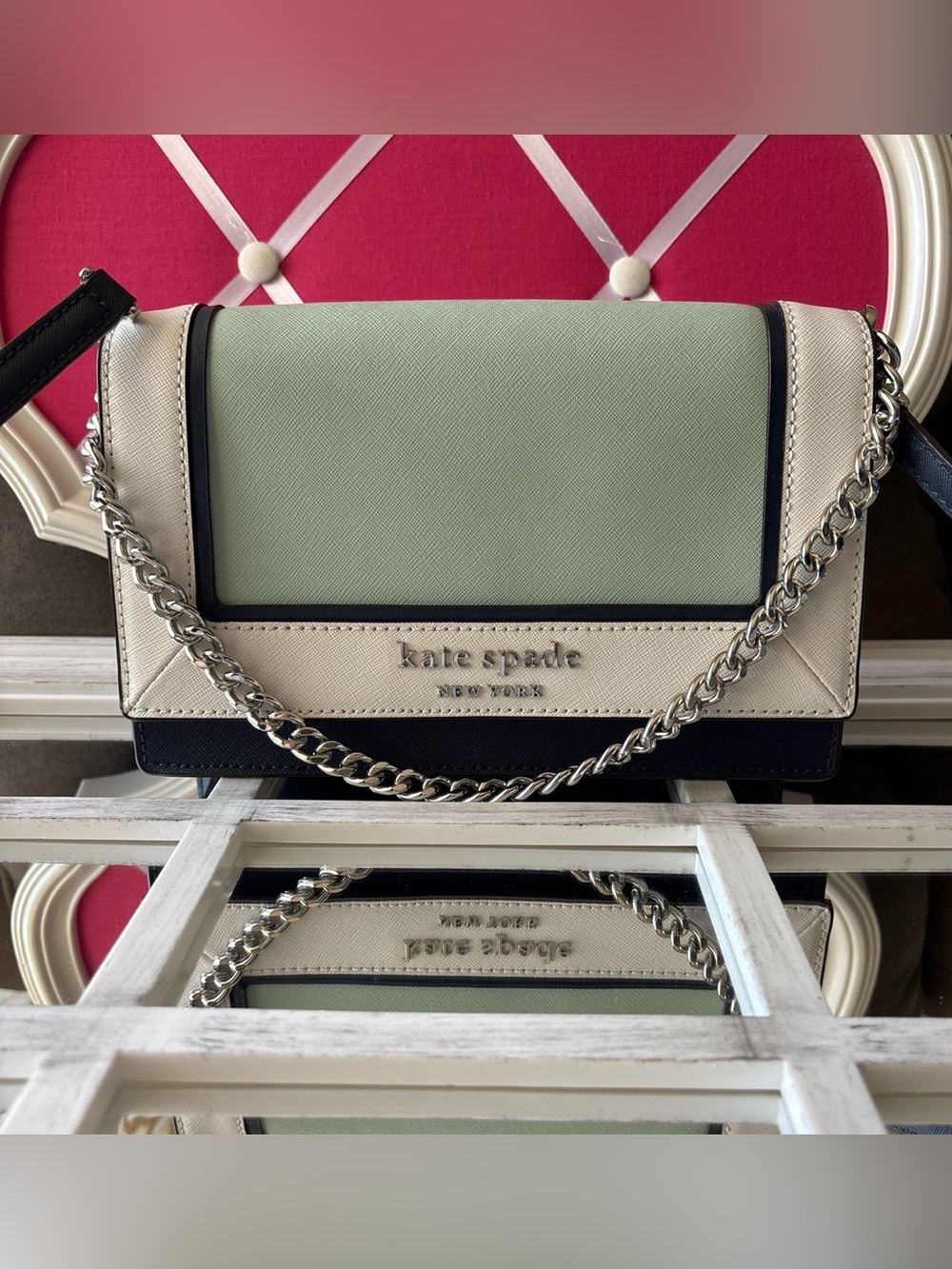 kate spade Mint & Cream Saffiano Crossbody Bag. NWOT - Picture 3 of 9
